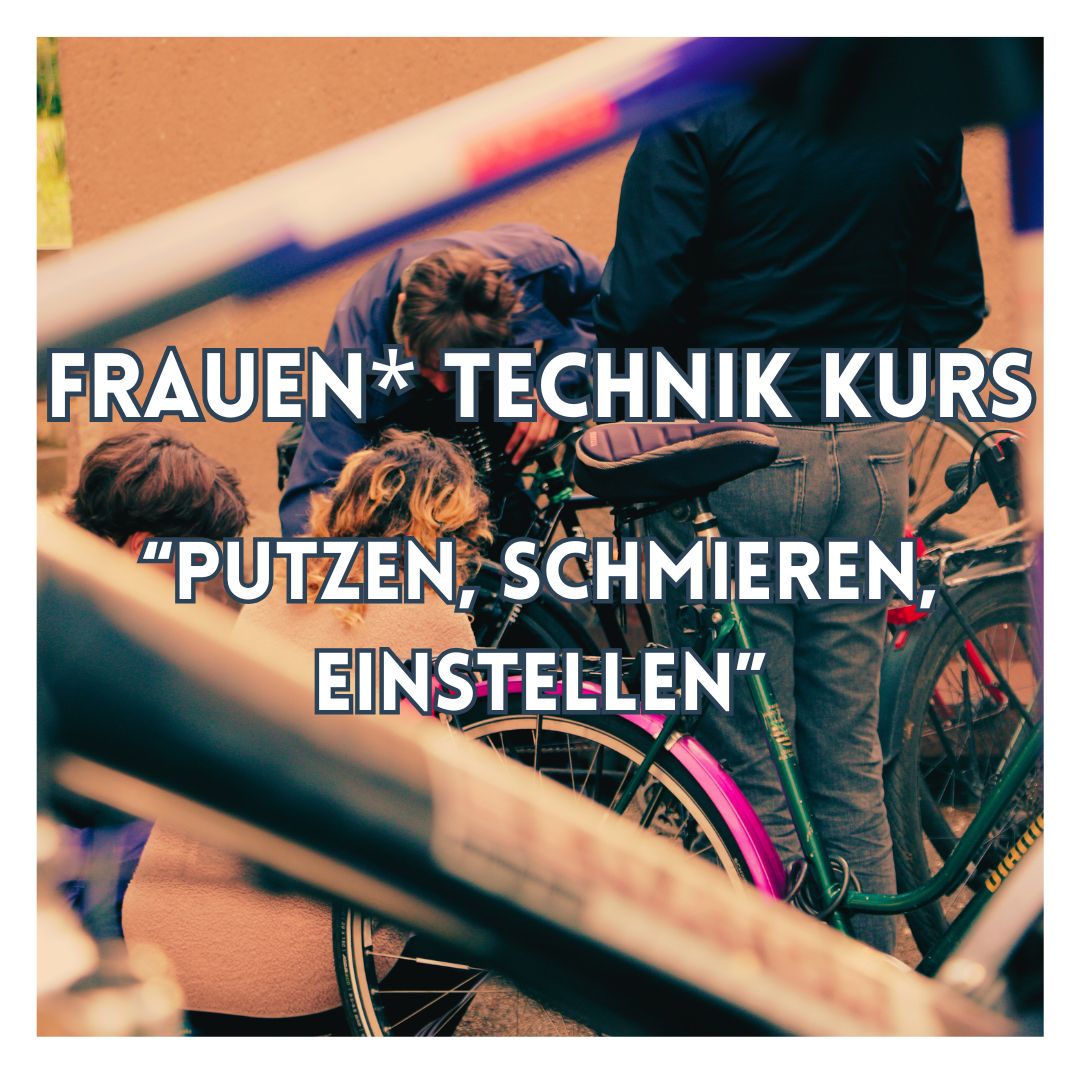 Frauen schrauben an einem Fahrrad